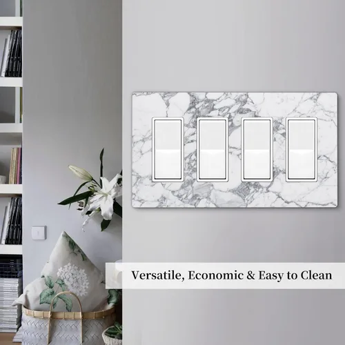 Miniatura 295 de Cubiertas de placa de pared de 3 gang con interruptor de luz de triple palanca, en negro y dorado con esplendor de oro rosa, estampado floral