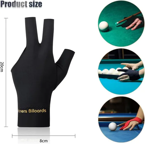 Miniatura 4 de Guante de taco de billar con 3 dedos para mano izquierda, 3 unidades, para hombre y mujer, para tiradores, carom, piscina, snooker, deporte, rojo