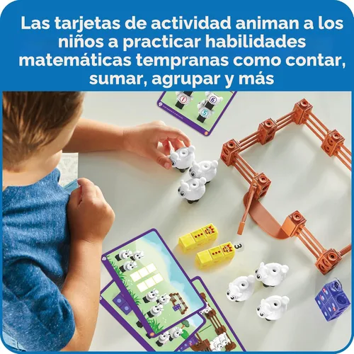 Miniatura 4 de hand2mind Numberblocks Sheep Farm MathLink - Juego de actividades de aprendizaje preescolar, juego de granja, bloques de conteo, juguetes