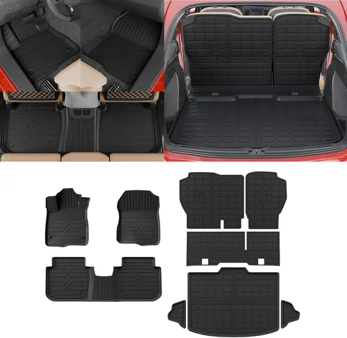 Miniatura 23 de Alfombrillas de Piso Compatibles con Ford Explorer 2020-2026 de 6 Asientos, Alfombrilla de Maletero, Forro de Carga TPE, Protector de Asiento
