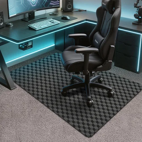 Miniatura 9 de AiBOB Tapete para silla de juegos para suelos de madera dura, tapete para silla de oficina de 48 x 36 pulgadas para suelos duros y de azulejos, Negro