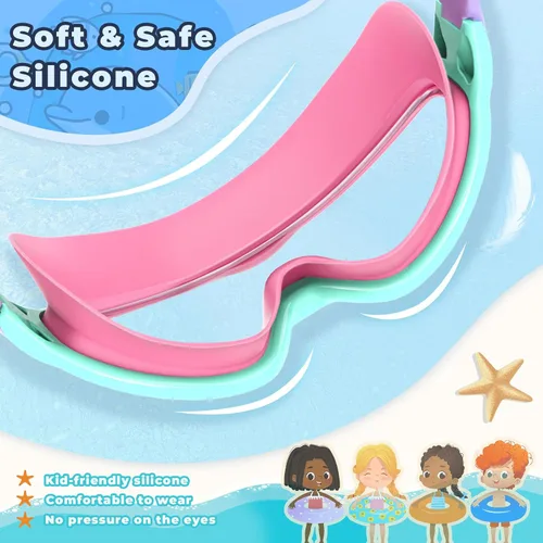 Miniatura 4 de Keary - Paquete de 2 gafas de natación para niños de 3 a 15 años, protección ultravioleta, antivaho, para piscina, agua, para niños, niñas, jóvenes