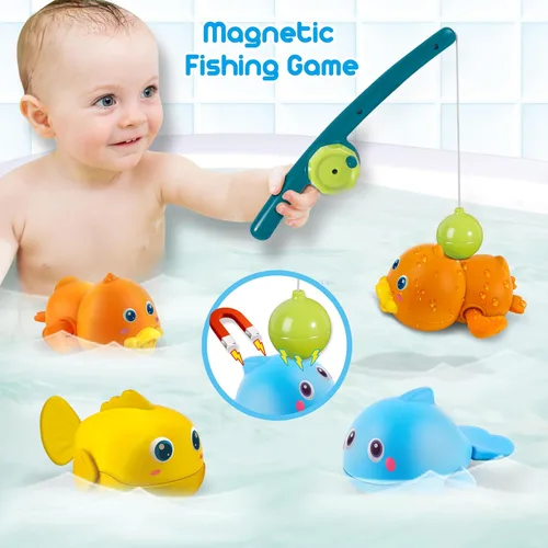 Miniatura 6 de Dwi Dowellin Juguetes de Baño para Niños Pequeños, Juegos Magnéticos de Pesca para Niños, Juguetes de Bañera, Juguetes de Agua Flotantes sin Moho