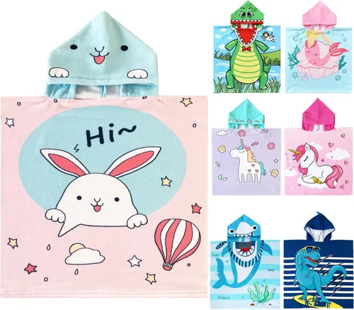 Miniatura 35 de NovForth Toalla de Playa para Niños y Niñas, Envoltorio de Toalla de Baño con Capucha de Cocodrilo, Toalla de Piscina para Niños Pequeños con Capucha