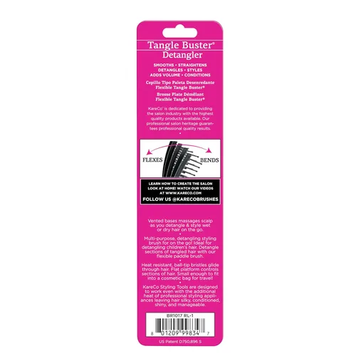 Miniatura 3 de KareCo Cepillo pequeño Tangle Buster de alta calidad, mini cepillo desenredante para cabello húmedo y seco, paleta flexible con cerdas de nailon