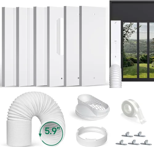 Miniatura 8 de Kit de ventilación de aire acondicionado portátil mejorado, con manguera de escape 5.9, 4 placas de sellado deslizante, acoplador universal, kit