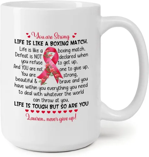 Miniatura 13 de Taza personalizada para sobrevivientes de cáncer, taza de cáncer de mama, taza de cinta rosa, regalo para sobreviviente de cáncer de mama, taza