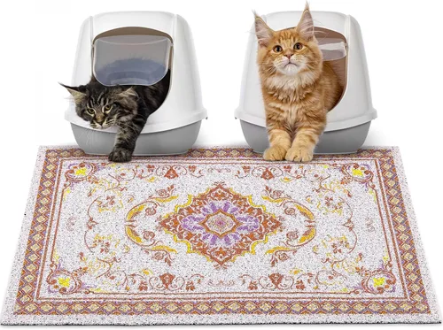 Miniatura 35 de Glittme Alfombrilla de Arena para Gatos con Base Antideslizante, Alfombrilla de Caja de Arena Impermeable que Atrapa la Arena, Fácil de Limpiar