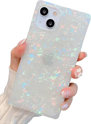 Miniatura 22 de Funda compatible con iPhone 13, borde rectangular, bonita funda protectora de lujo con diseño de flores al óleo para mujeres y niñas, funda