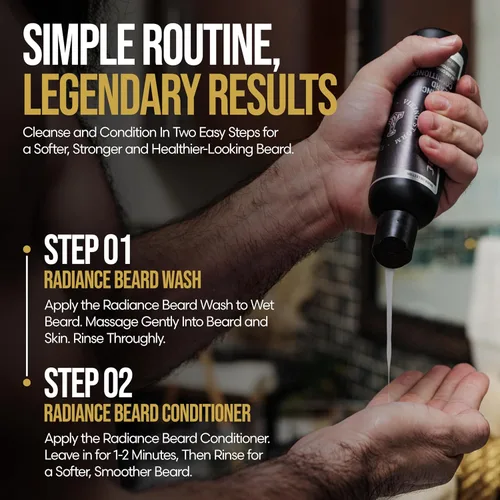 Miniatura 3 de The Beard Struggle Radiance - Paquete de lavado y acondicionador para barba para hombre, colección Platino, paquete de 2, Aesir's Triumph, nutre