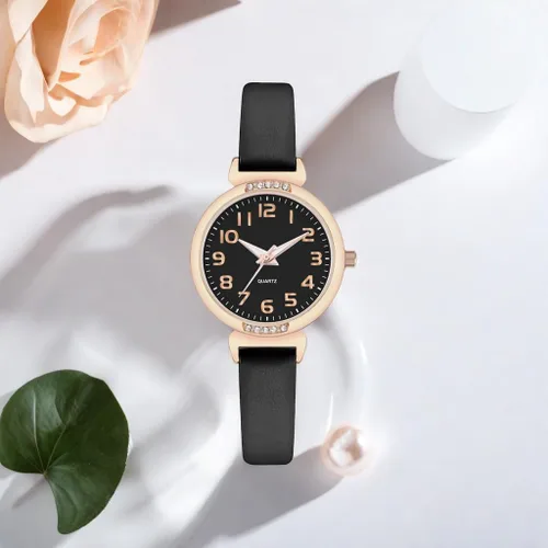 Miniatura 4 de NUOVO - Reloj deportivo de silicona para mujer con correa de piel con cristales, pantalla analógica