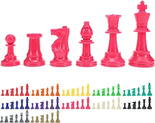 Miniatura 12 de WE Games - Piezas de ajedrez Staunton de plástico brillante en color con rey de 3.75 pulgadas - Juego de ajedrez de mitad de piezas solamente