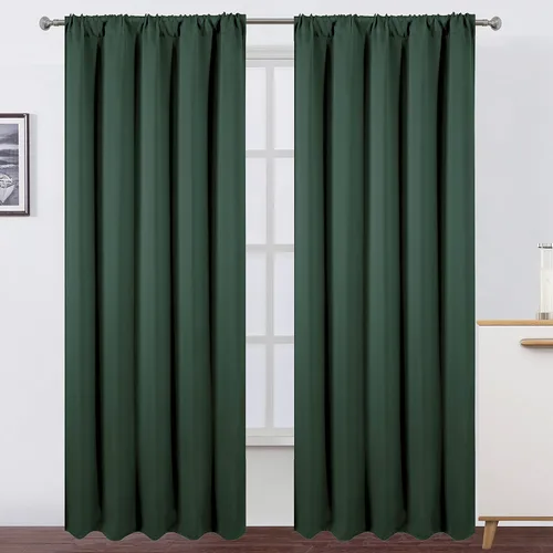 Miniatura 46 de LEMOMO Cortinas opacas negras para cocina, 42 x 45 pulgadas, juego de 2 paneles de cortinas opacas con bolsillo para cortinero para ventana pequeña