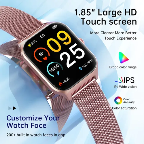 Miniatura 6 de Reloj inteligente para mujer con rastreador de ejercicios: relojes inteligentes de marca/respuesta de llamada de oro rosa para mujer, relojes