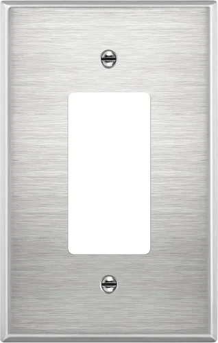 ENERLITES Placa de pared metálica decorativa para interruptor o receptáculo, resistente a la corrosión, tamaño extra grande de 1-gang, 5.5" x 3.5",