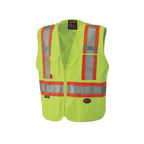 Miniatura 9 de Pioneer Chaleco de Seguridad de Malla Desmontable Hi Vis para Mujeres - Cinta Reflectante, 4 Bolsillos - Construcción, Tráfico, Seguridad - Naranja