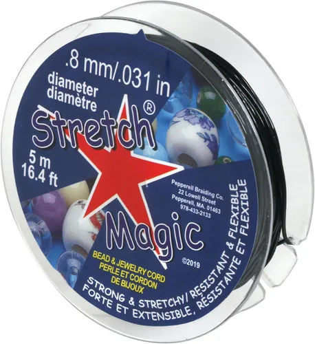 Miniatura 30 de Cordón elástico para cuentas Stretch Magic – Color negro, 0.6mm de diámetro, 100 metros (328 pies) - Fácil de anudar, cuerda fuerte y elástica