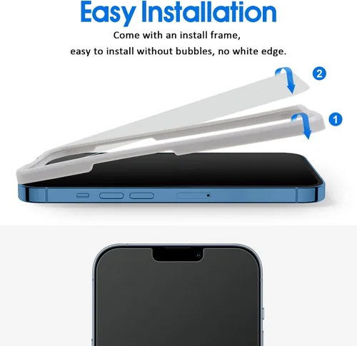 Miniatura 7 de [Paquete de 2] Ambison Protector de Pantalla de Vidrio Mate Diseñado para iPhone 16e/iPhone 14/iPhone 13/13 Pro, Marco de Instalación/Sin