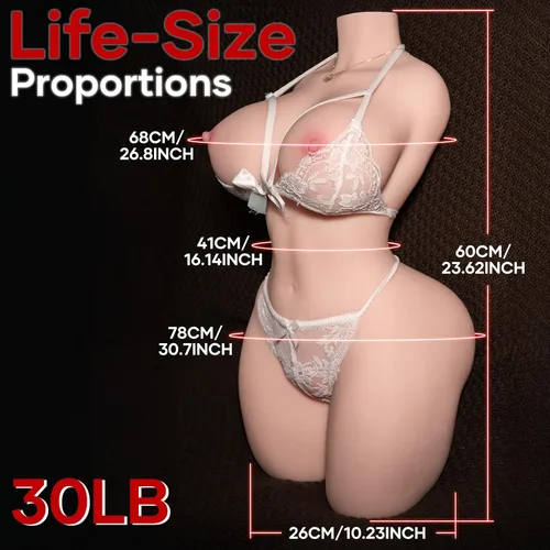Miniatura 3 de AUSLOVE Muñeca sexual de 30 libras, masturbador masculino, muñecas sexuales de tamaño real para hombres con relación de cadera a cintura 2:1, pechos