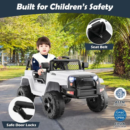 Miniatura 6 de Costzon Vehículo de camión con batería de 12 V con control remoto, suspensión de resorte, faros, música, bocina, MP3, puerto USB y auxiliar, regalo