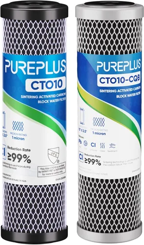 Cartucho de filtro de agua de carbono CTO de 1 micrón, 2.5 x 10 pulgadas, repuesto para sistema de filtro de agua debajo del fregadero, Dupont