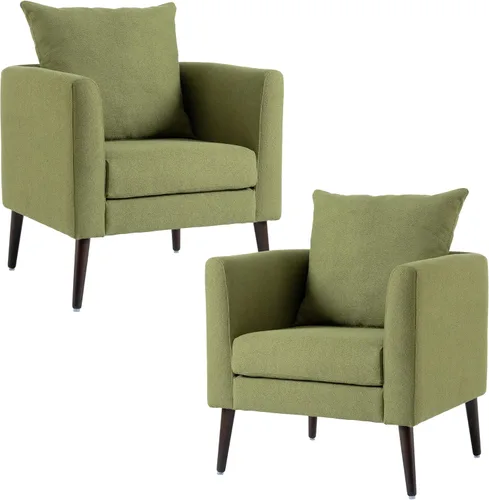 Miniatura 10 de Setawix Silla decorativa de barril, sillón tapizado de chenilla, silla redonda moderna de mediados de siglo, cómoda silla con brazo de barril