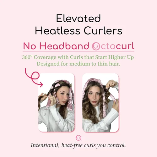 Miniatura 2 de Octocurl Rizador de pelo sin calor sin diadema, suave envoltura rizadora de pulpo para rizos nocturnos, espiral, suelto, ondas de playa, peinado sin