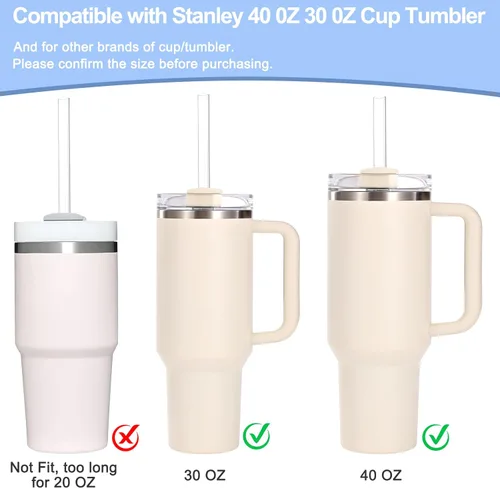 Miniatura 3 de 12 piezas de pajitas de vidrio de repuesto para Stanley - Compatibles con vasos Stanley de 40 oz y 30 oz, pajitas de vidrio transparentes