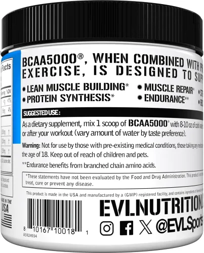 Miniatura 4 de Evlution BCAAs - Polvo de aminoácidos BCAA - Suplemento en polvo BCAA para recuperación después del entrenamiento, bebida de recuperación y energía
