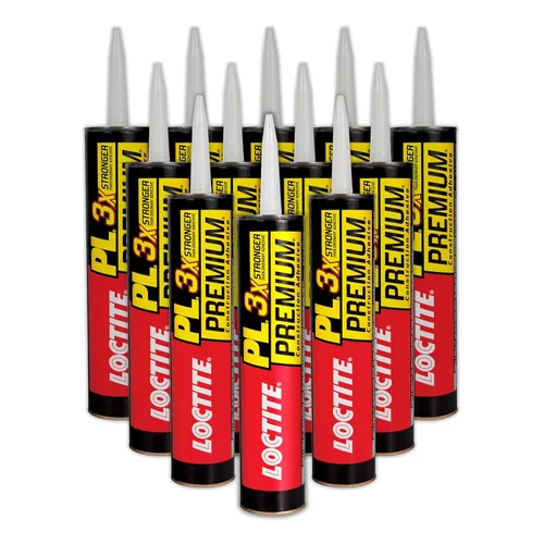 Loctite PL Adhesivo de construcción de poliuretano premium, cartucho de 10 onzas líquidas, paquete de 12 – Pegamento de construcción versátil para