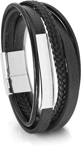 Miniatura 12 de Hamoery Men Leather Bracelet Punk Braided Rope Alloy Bracelet Bangle Wristband