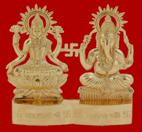 Miniatura 4 de IS4A Laxmi Ganesha - Estatua energizada – Lakshmi Ganesh Murti para Mandir Home, regalo de Diwali ídolo Murti para Pooja hindú, hogar Mandir indio