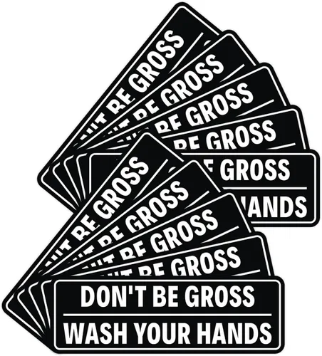Miniatura 53 de Letrero estándar para puerta o pared, diseño de "Don't Be Gross ("Wash Your Hands"), color negro, mediano