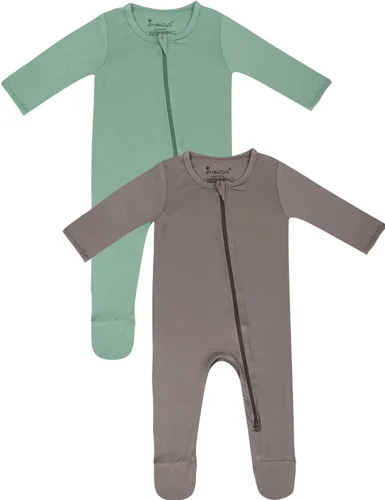 Miniatura 19 de Jimonda Pijama de bambú para bebé, unisex, para niños y niñas, de una pieza, manga larga, cierre de cremallera de 2 vías, mameluco