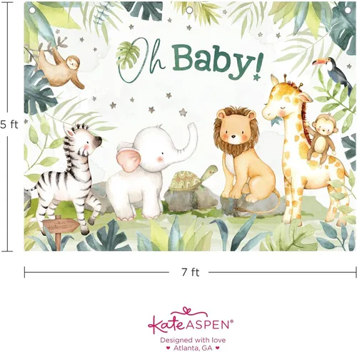 Miniatura 6 de Kate Aspen Decoraciones de safari para baby shower, telón de fondo de fotos/accesorio de fotos/cabina de fotos, decoración de guardería
