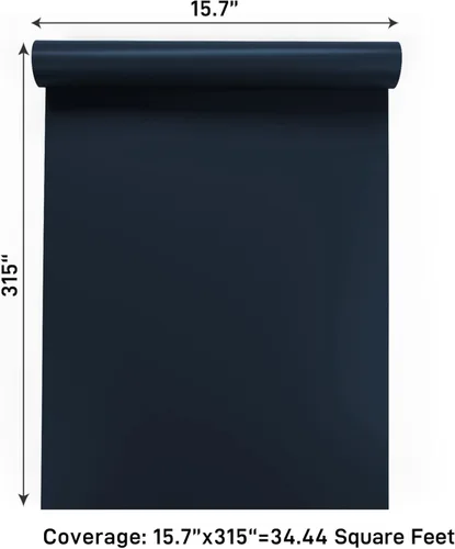 Miniatura 9 de VaryPaper Papel tapiz grueso de color azul marino para baño, 15.7 x 315 pulgadas, color sólido, papel adhesivo azul autoadhesivo, impermeable, papel