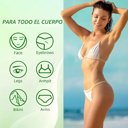 Miniatura 4 de Cera para depilación, 2 libras de perlas de cera para piel sensible, con aloe vera puro, para cara, cejas, piernas, bikini, depilación brasileña