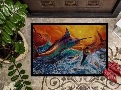 Miniatura 3 de Caroline's Treasures JMA2012MAT - Tapete reflectante de color azul caos Marlin de 18 x 27 pulgadas, para interiores y exteriores, para entrada