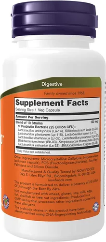 Miniatura 2 de NOW Foods Probiotic-10 25 mil millones, 100 unidades (paquete de 3)