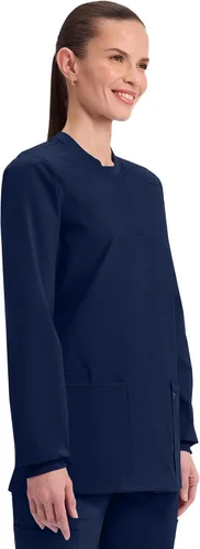 Miniatura 4 de Cherokee WW340 - Chaqueta de uniforme médico para mujer, con cierre frontal, 3 bolsillos, resistente a la decoloración, elástica en 2 direcciones