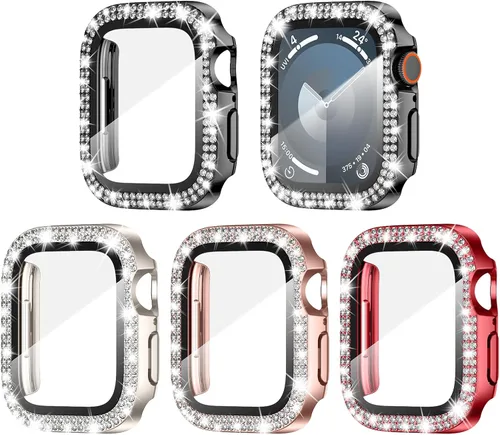 Miniatura 12 de Goton Paquete de 4 Fundas con Diamantes de Imitación para Apple Watch, Protector de 38mm para Series 3/2/1, Funda con Diamantes de Imitación