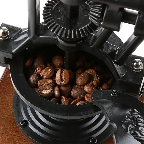 Miniatura 5 de Molinillo de café manual vintage, molinillo de grano de café con núcleo de cerámica de alta dureza con base de madera maciza y caja de polvo