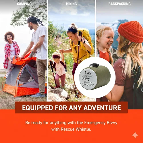 Miniatura 6 de Survive Outdoors Longer Bivvy de Emergencia 90% - Viene con Silbato de Supervivencia y Cordón Paracord con Yesca - Agregar al Kit de Emergencia
