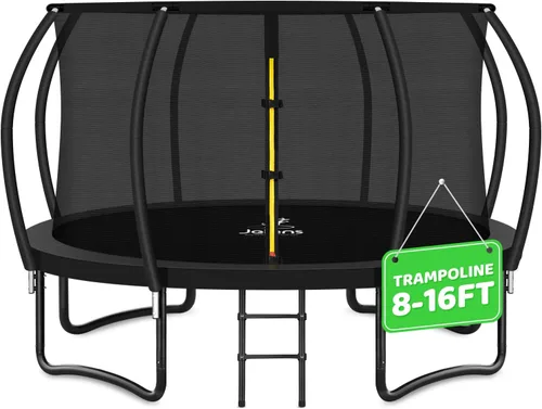 JELENS Trampolín de 8 pies, 10 pies, 12 pies, 14 pies, 15 pies, 16 pies, trampolines recreativos con red de cierre, trampolines antioxidantes para
