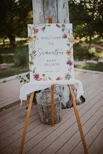 Miniatura 14 de Letrero de bienvenida personalizado para baby shower, letrero de bienvenida personalizado para baby shower, diseño de animales del bosque floral