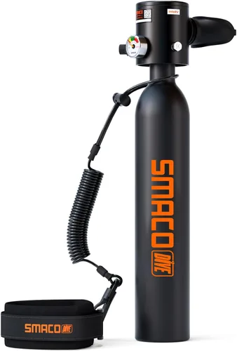 SMACO Mini Scuba Tank 0.5L Handheld Diving Tank with DOT Marked Reusable Lung Air Tank Diving Cylinder for Underwater Exploration Emergency Rescue
