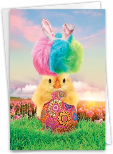 Miniatura 9 de NobleWorks Tarjeta de felicitación de Pascua con sobre de 5 x 7 pulgadas (1 tarjeta) Bunny Flowers C10963EAG