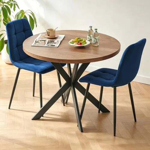 Miniatura 16 de Homedot Juego de mesa de comedor para 2, mesa de cocina de 3 piezas, juego de sillas de comedor redondas y negras para espacios pequeños, juego