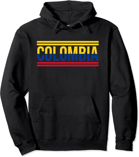 Colombia - Bandera colombiana Sudadera con capucha para regalo de fútbol americano deportivo Negro S