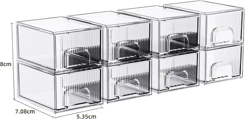 Miniatura 3 de ZHIAI Paquete de 8 cajones de almacenamiento apilables transparentes, cajón acrílico, organizador de cosméticos, organizador de plástico para 2-36